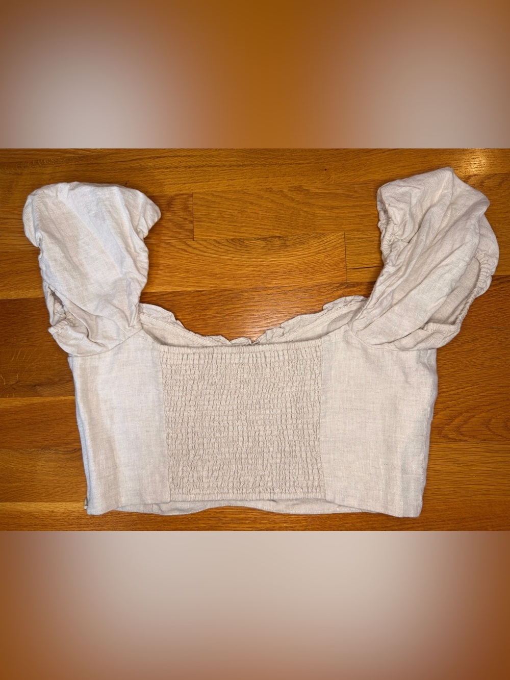 Wilfred Aritzia Linen Lyocell Puff Sleeve Crop Top Mini Skirt Set Size 4 M - Picture 13 of 16